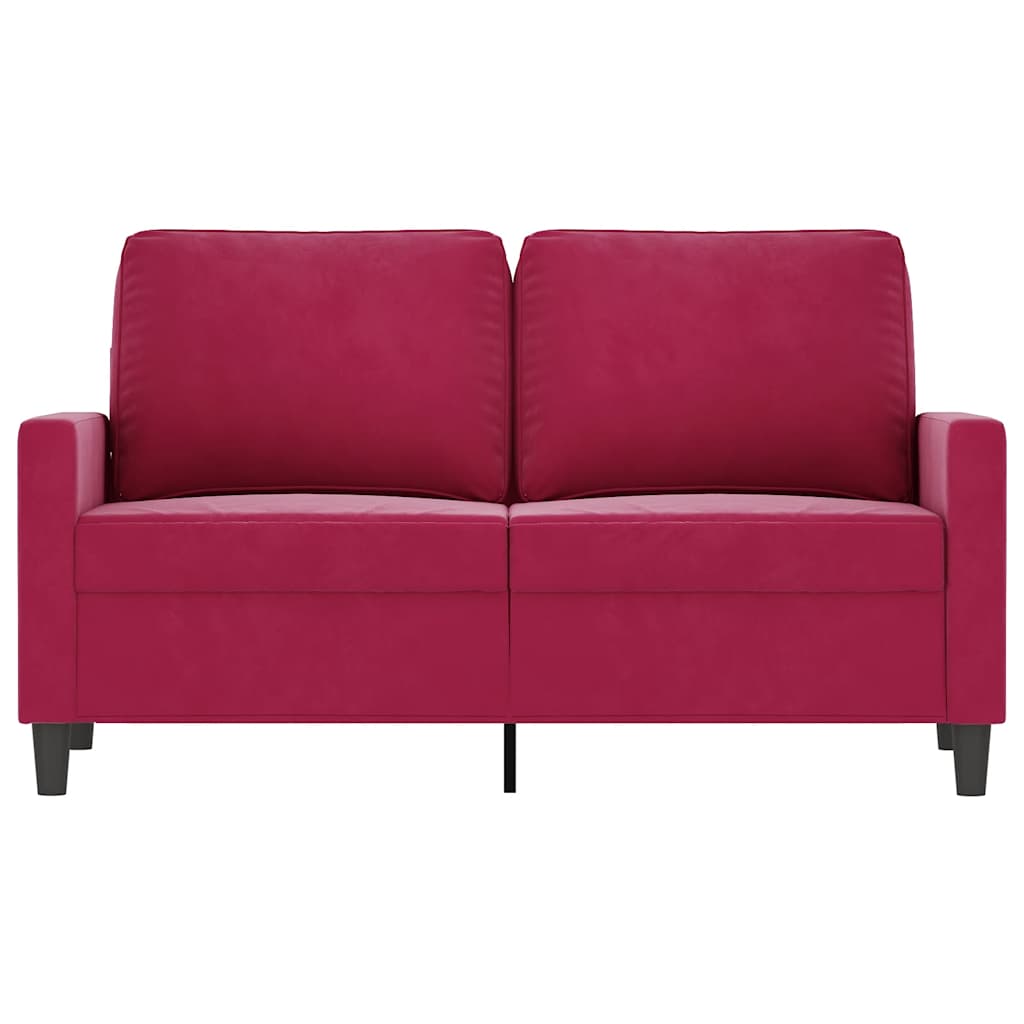 Sofá de 2 lugares veludo 120 cm vermelho tinto