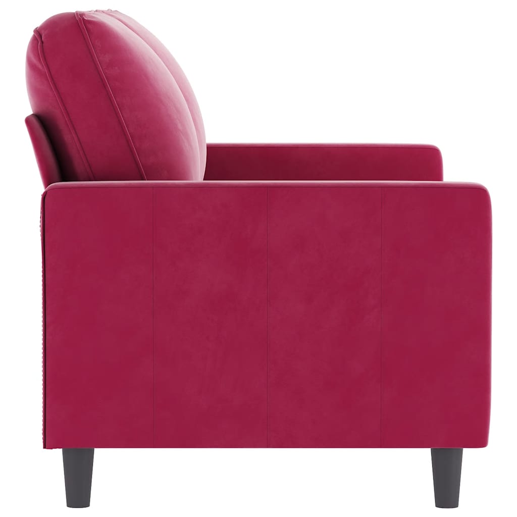 Sofá de 2 lugares veludo 120 cm vermelho tinto