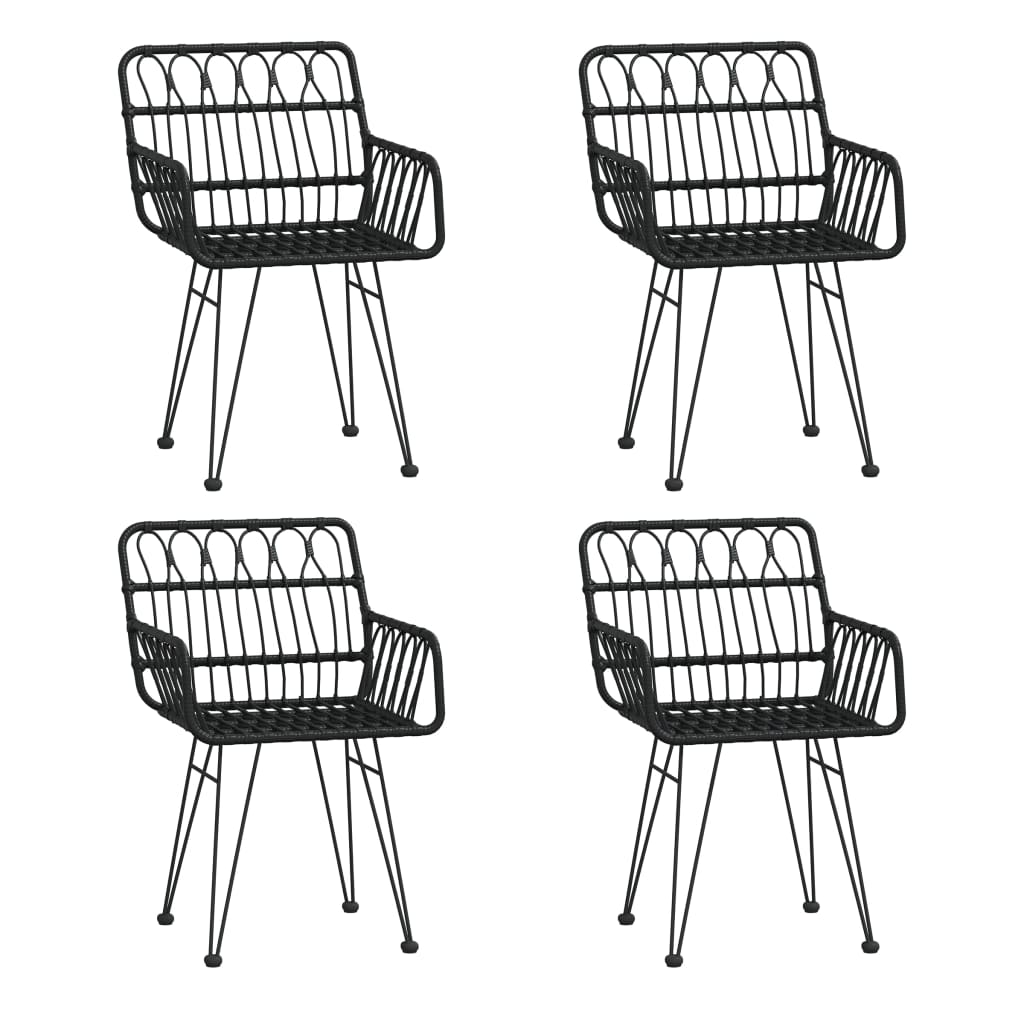 5 Pcs conjunto de jantar p/ jardim vime PE preto