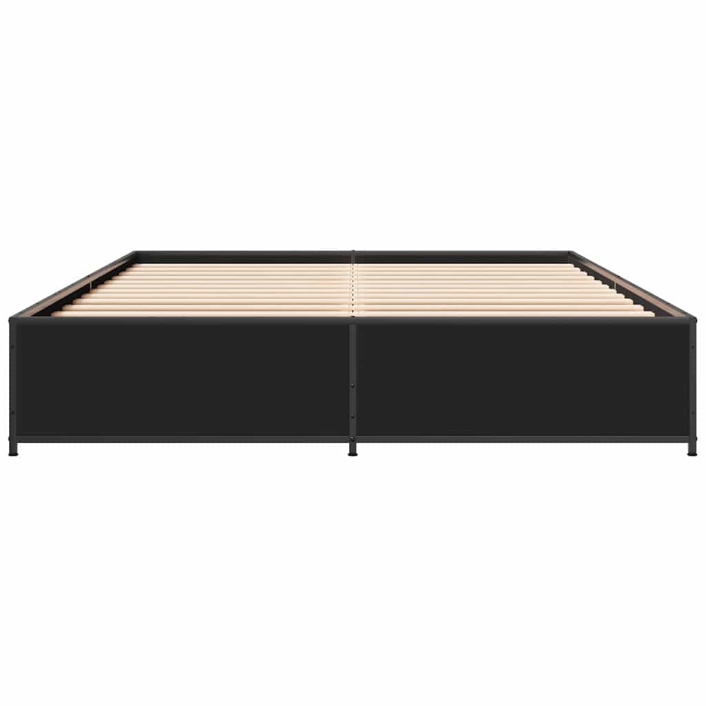 Estrutura de cama 135x190 cm derivados de madeira/metal preto