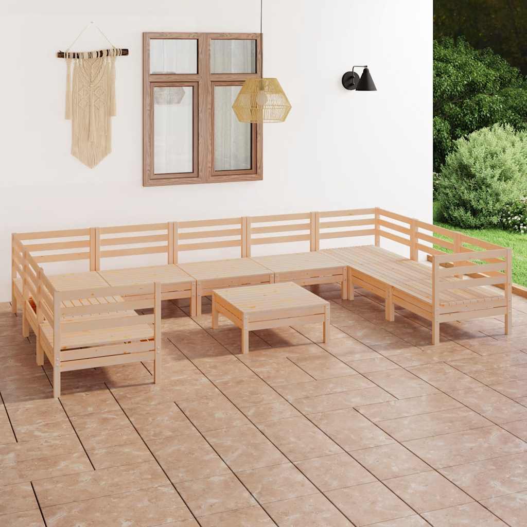 10 Pcs conjunto lounge de jardim pinho maciço