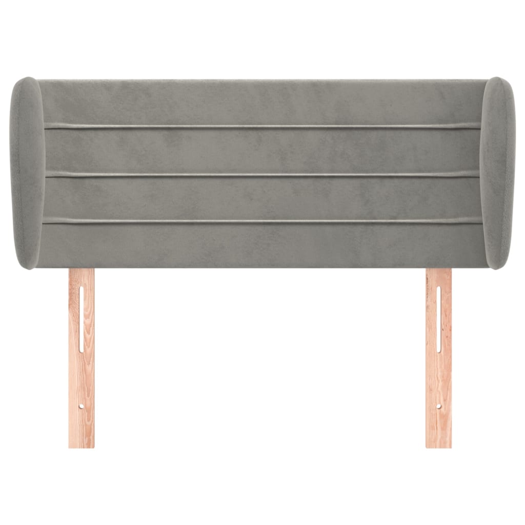 Cabeceira de cama c/ abas veludo 103x23x78/88 cm cinzento-claro