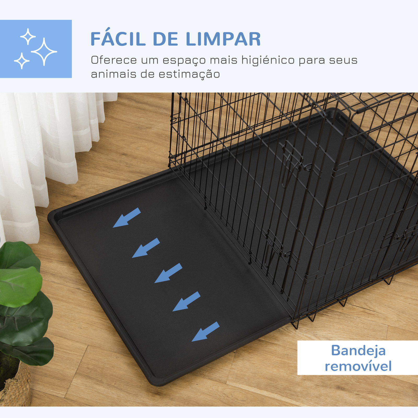 Gaiola para Cães com 2 Portas Gaiola para Animais de Estimação Dobrável com Alça de Transporte Aço 92x57x62,5cm Preto