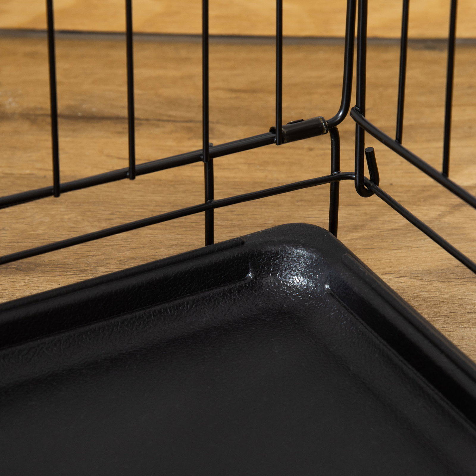 Gaiola para Cães com 2 Portas Gaiola para Animais de Estimação Dobrável com Alça de Transporte Aço 92x57x62,5cm Preto