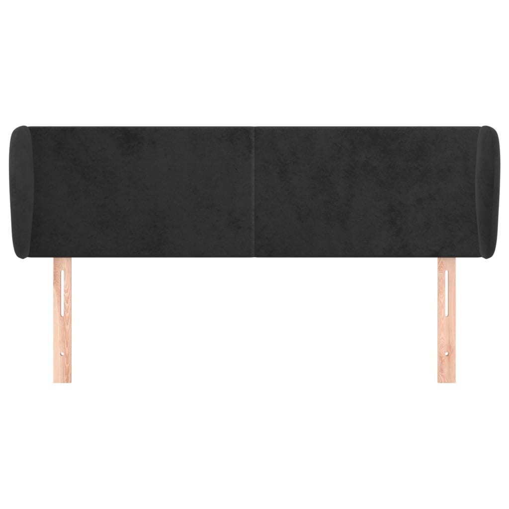 Cabeceira de cama c/ abas veludo 147x23x78/88 cm preto