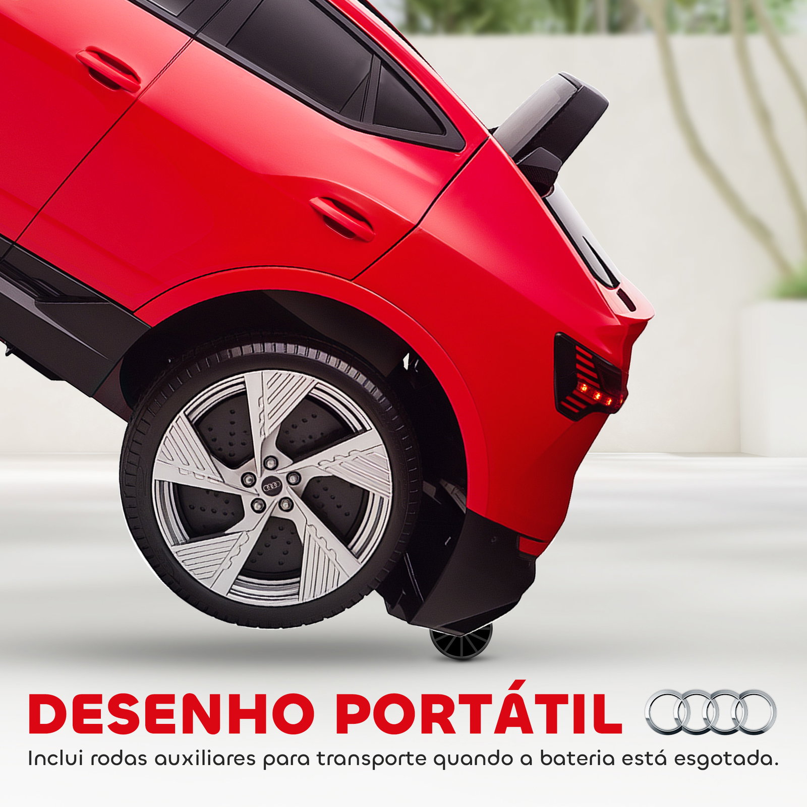 Carro Elétrico Audi E-Tron 12V para Crianças acima de 3 Anos com Controle Remoto Faróis Buzina Música MP3 TF USB e Abertura da P