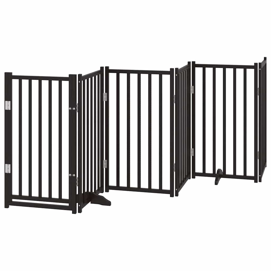 Portão p/ cães com porta dobrável 9 painéis 450 cm álamo preto