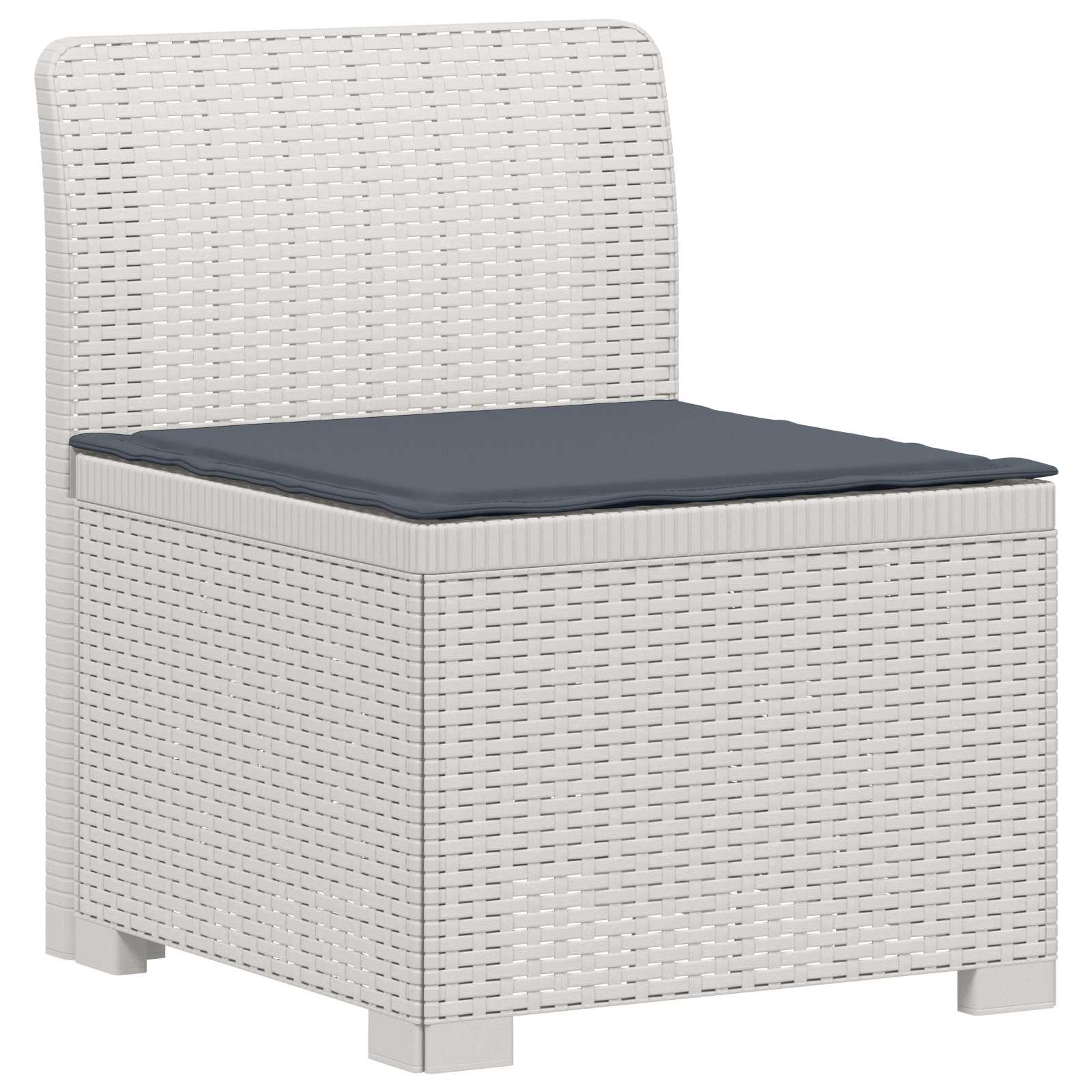 Sofá de jardim 1 lugar com almofada look rattan PP branco