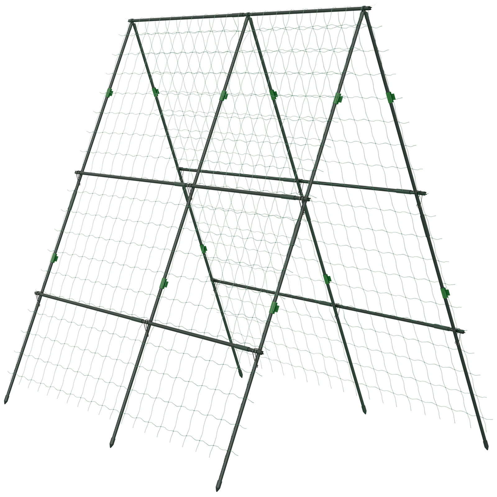 Treliça de jardim triangular suporte para plantas trepadeiras com estrutura em aço 180x100x180 cm verde