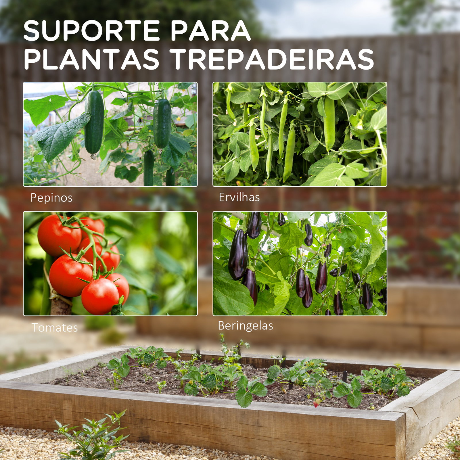 Treliça de jardim triangular suporte para plantas trepadeiras com estrutura em aço 180x100x180 cm verde