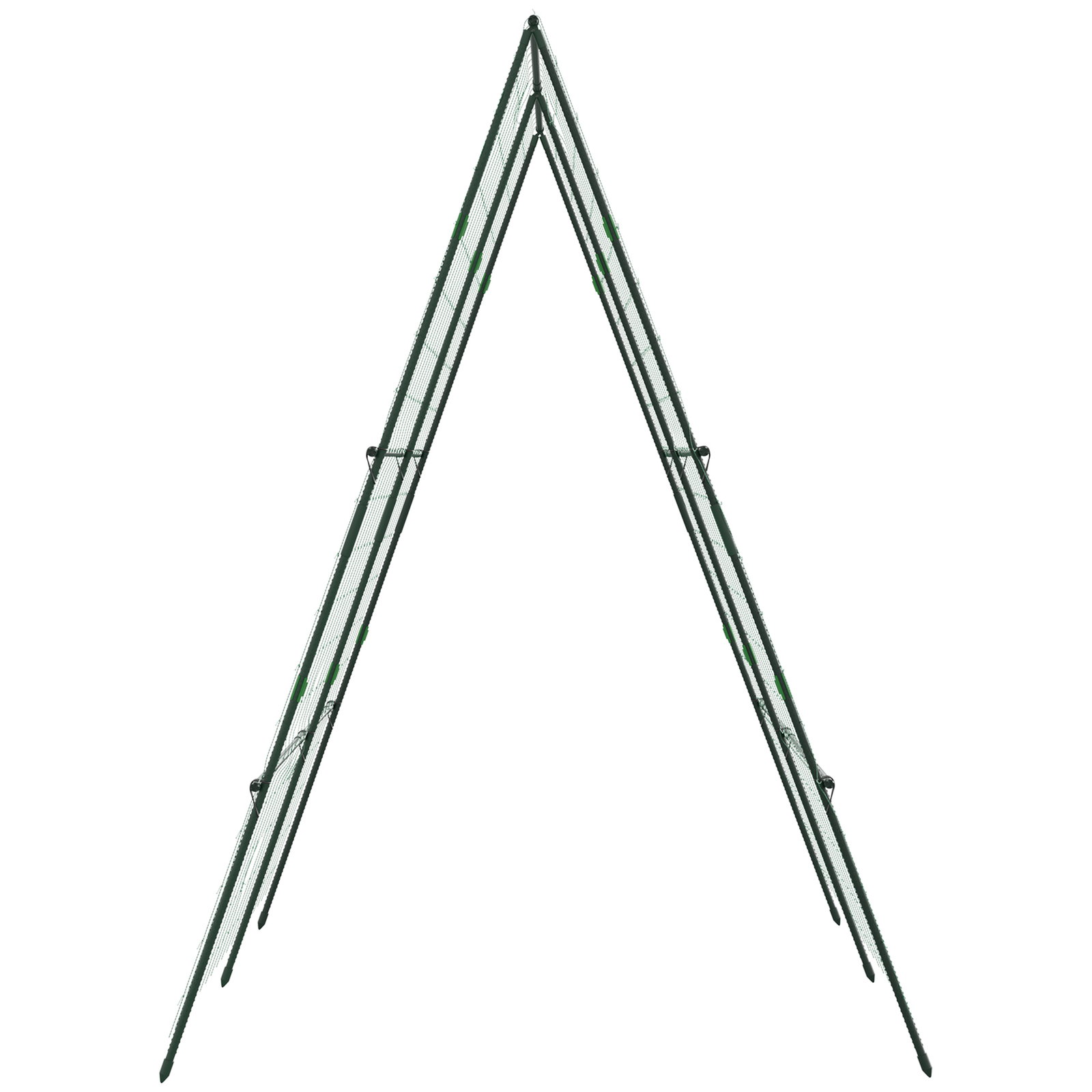 Treliça de jardim triangular suporte para plantas trepadeiras com estrutura em aço 180x100x180 cm verde