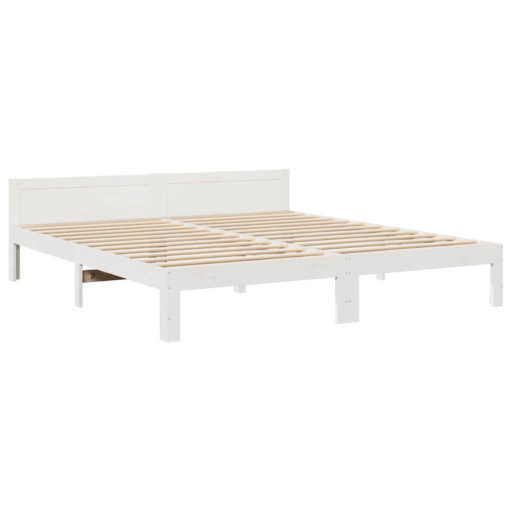 Cama sem colchão 160x200 cm madeira de pinho maciça branco