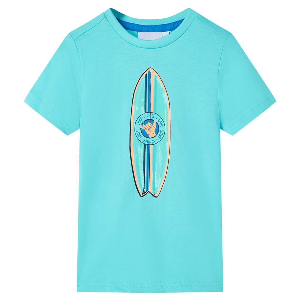 T-shirt de manga curta para criança ciano 116