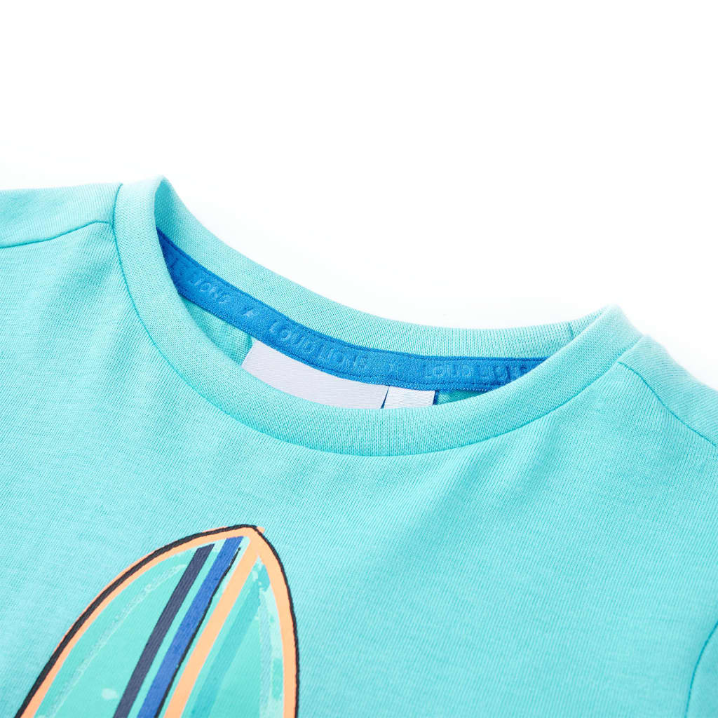 T-shirt de manga curta para criança ciano 116