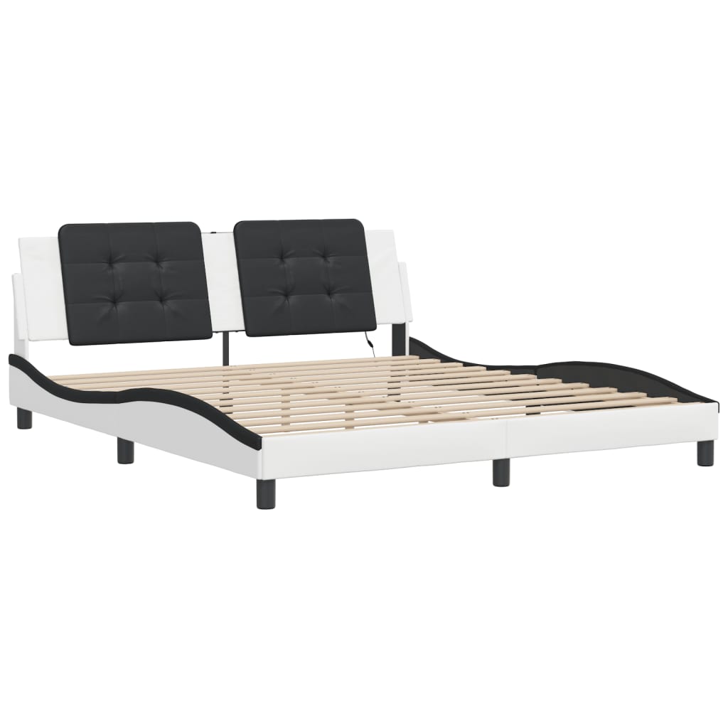Estrutura de cama com LED sem colchão zadar 180x200cm branco/preto