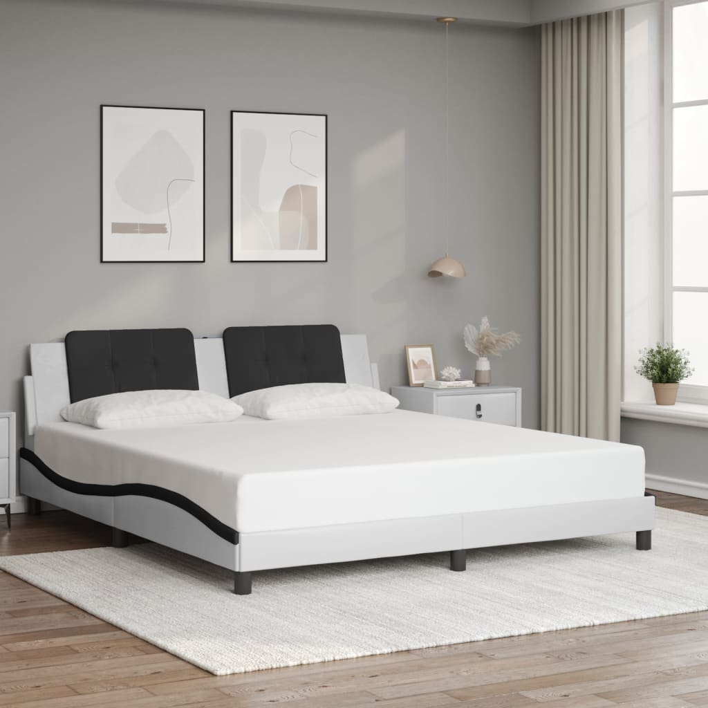 Estrutura de cama com LED sem colchão zadar 180x200cm branco/preto