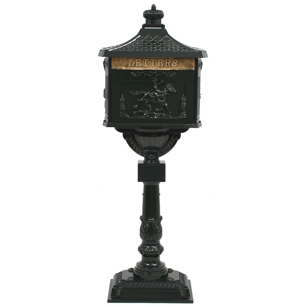 Caixa correio pedestal vintage alumínio inoxidável verde