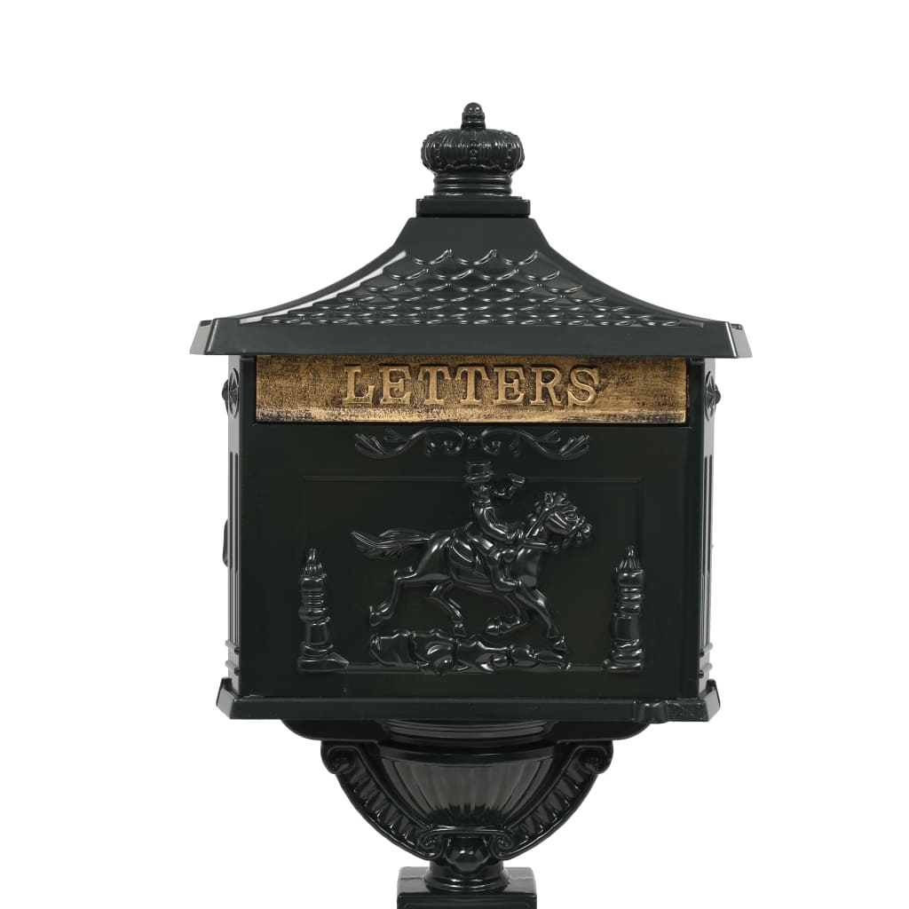 Caixa correio pedestal vintage alumínio inoxidável verde