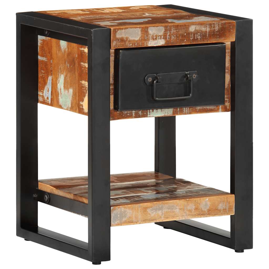 Mesa de cabeceira multicor 35x34x45cm madeira maciça recuperada