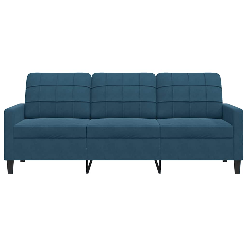 Sofá de 3 lugares 180 cm veludo azul