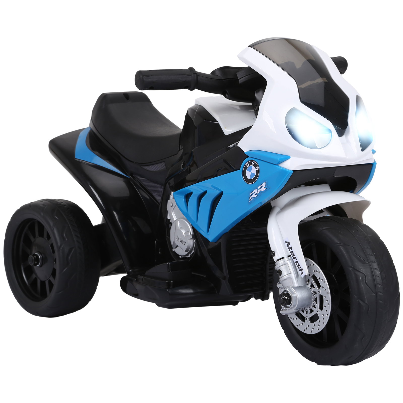 Mota elétrica bmw para crianças 6v com faróis música e velocidade máx. de 2,5 km/h 66x37x44 cm azul