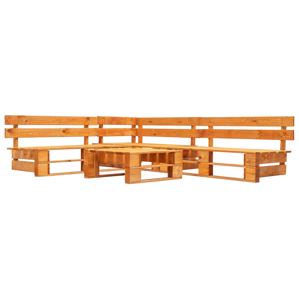 Sofás paletes jardim 4 pcs madeira castanho mel