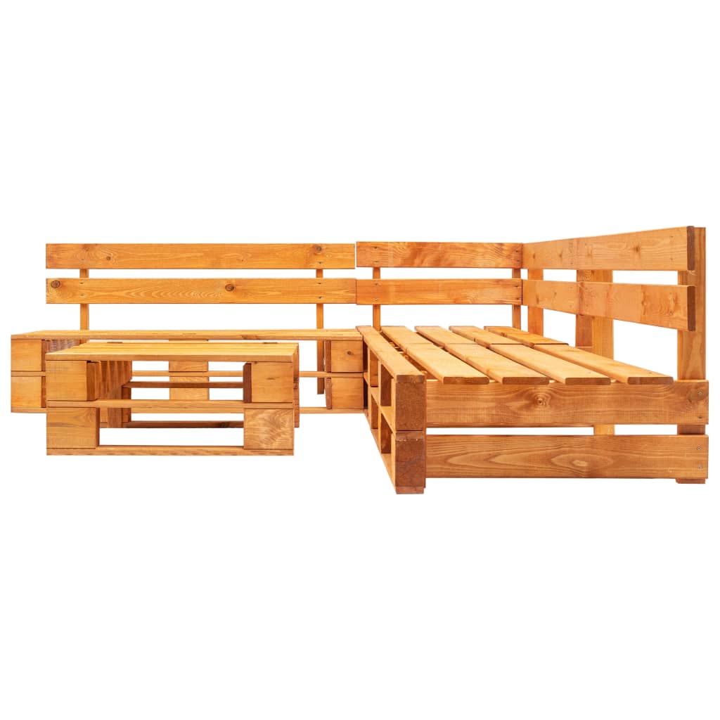 Sofás paletes jardim 4 pcs madeira castanho mel