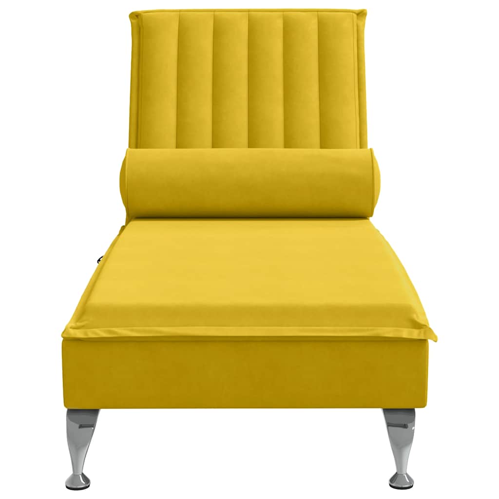 Chaise lounge de massagem com rolo veludo amarelo