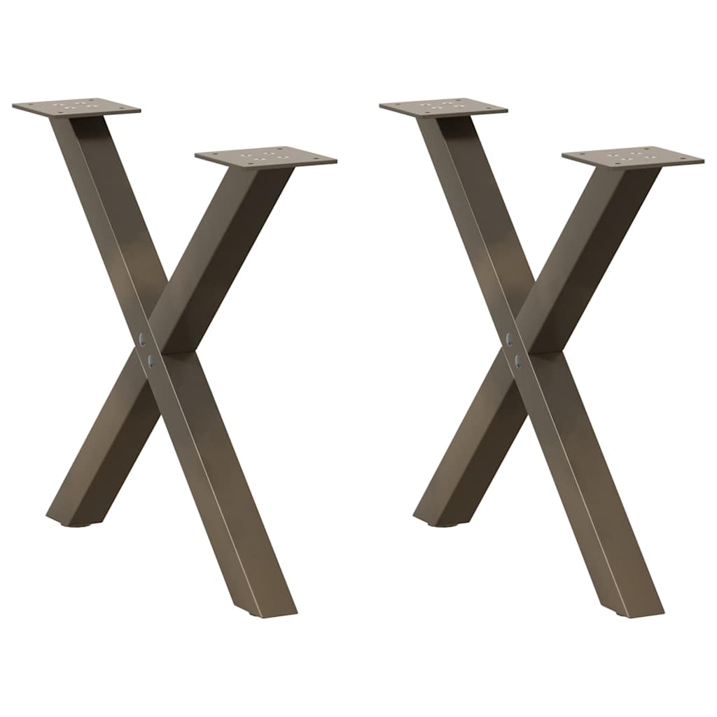 Pés para mesa de centro em formato de x, 2 peças, aço natural, 60x (42-43) cm, aço