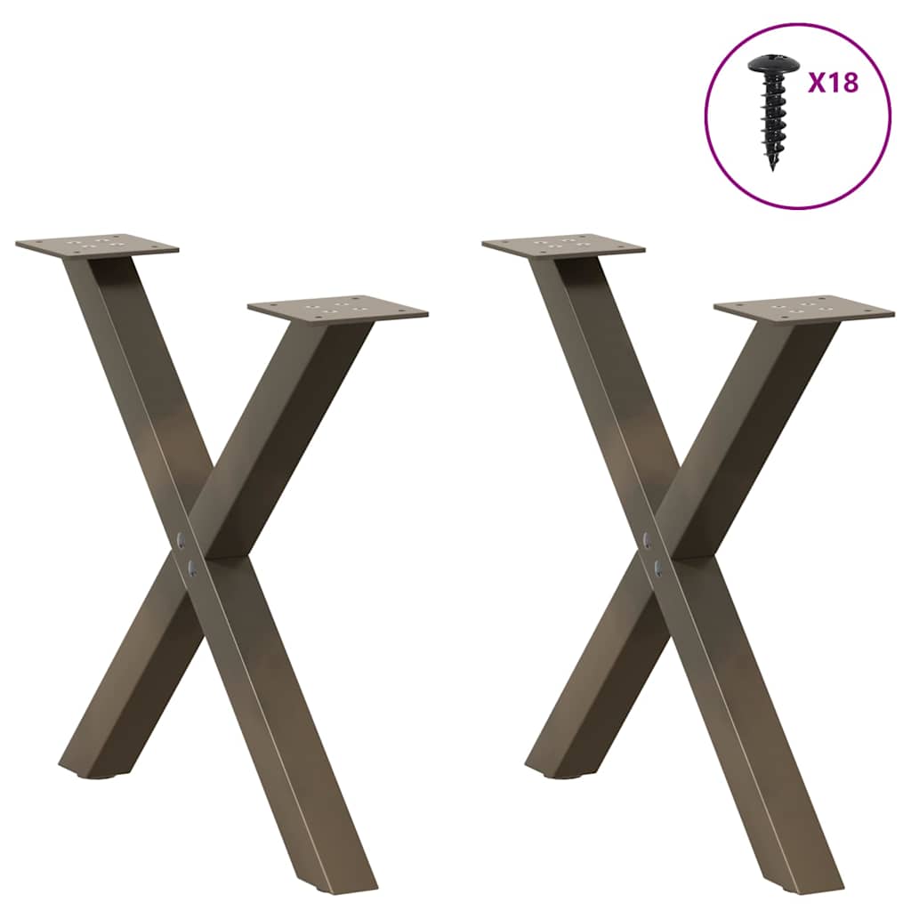 Pés para mesa de centro em formato de x, 2 peças, aço natural, 60x (42-43) cm, aço