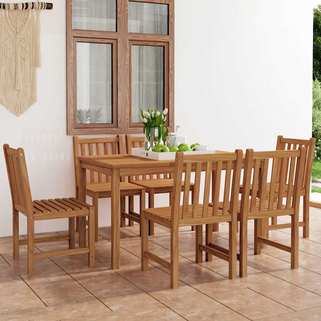 Conjunto de jantar de jardim de 7 peças 140x80 cm madeira de teca maciça