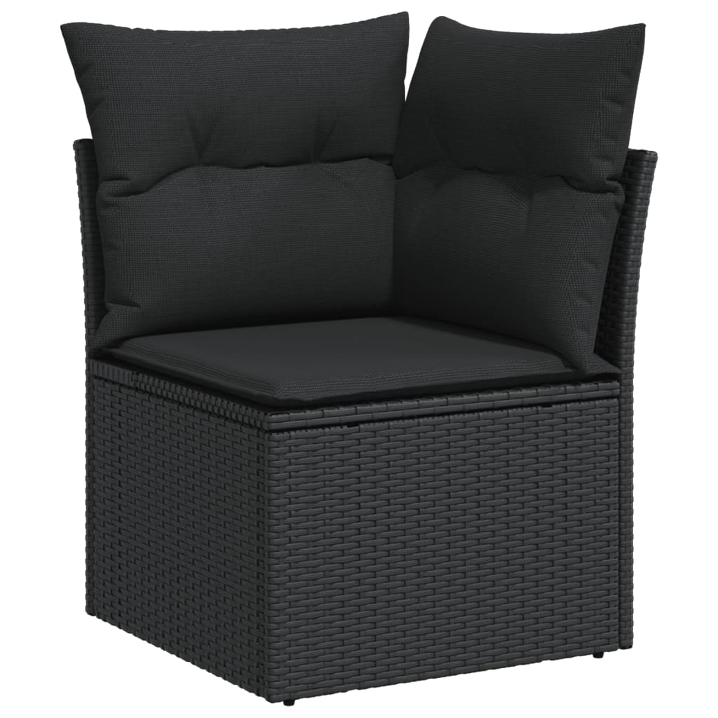 5 Pcs conjunto sofás de jardim com almofadões vime PE preto