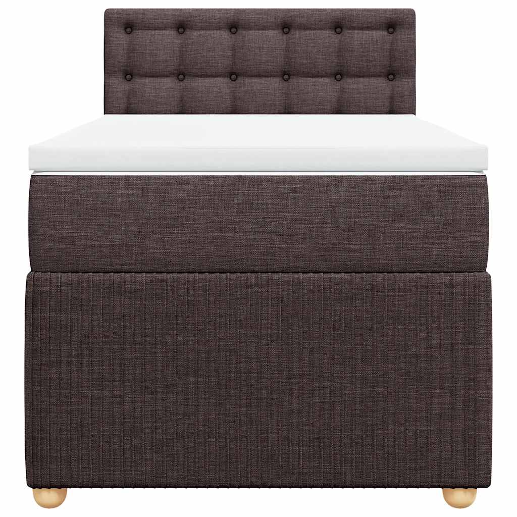 Cama com molas/colchão 100x200 cm tecido castanho-escuro