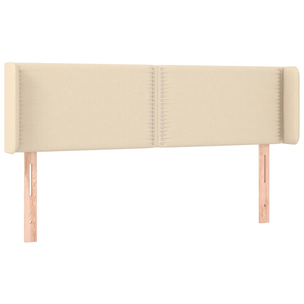 Cabeceira de cama c/ luzes LED tecido 147x16x78/88 cm cor creme