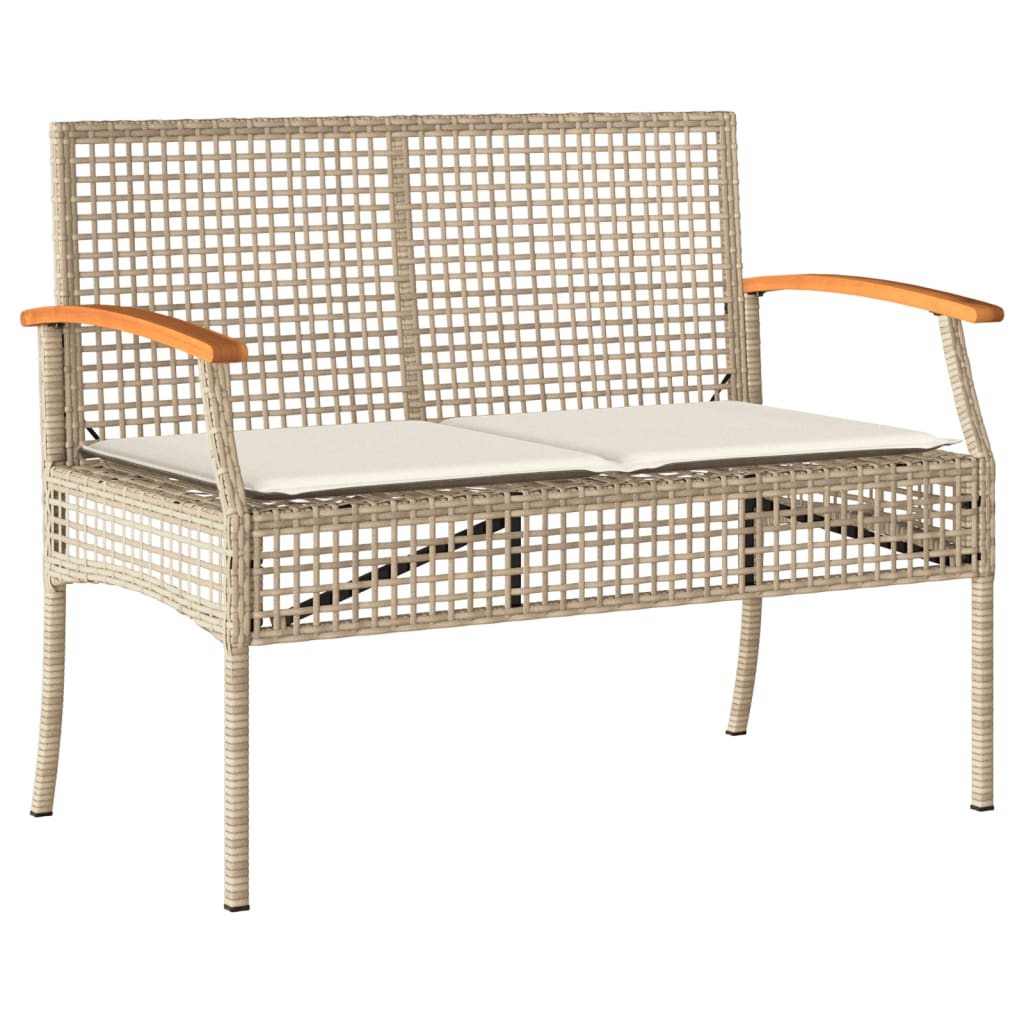 4 Pcs conjunto lounge de jardim c/ almofadões vime PE bege