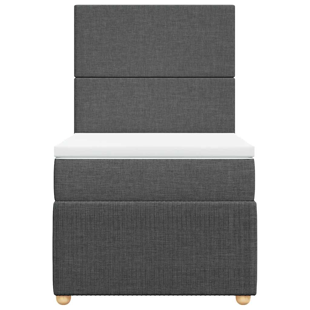 Cama com molas/colchão 90x190 cm tecido cinza-escuro