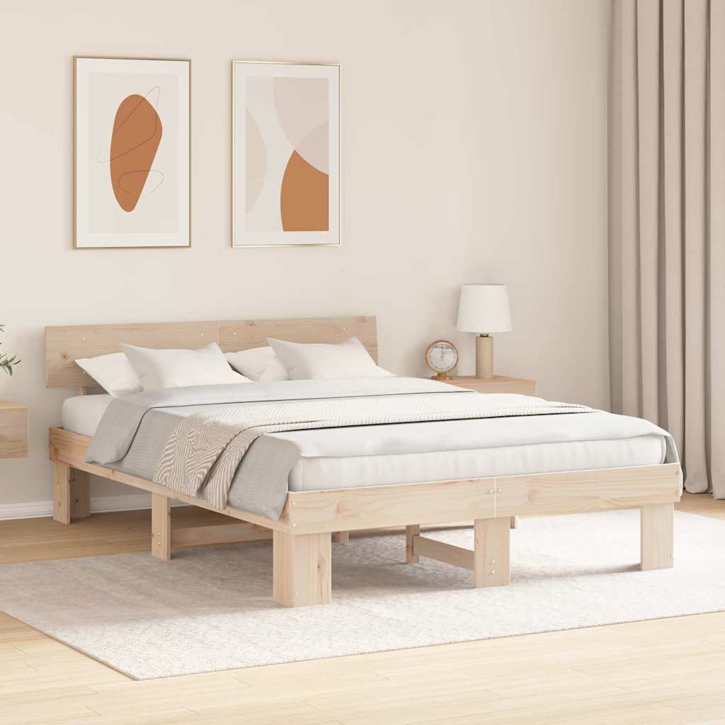 Estrutura da cama com cabeceira natural 140 x 200 cm