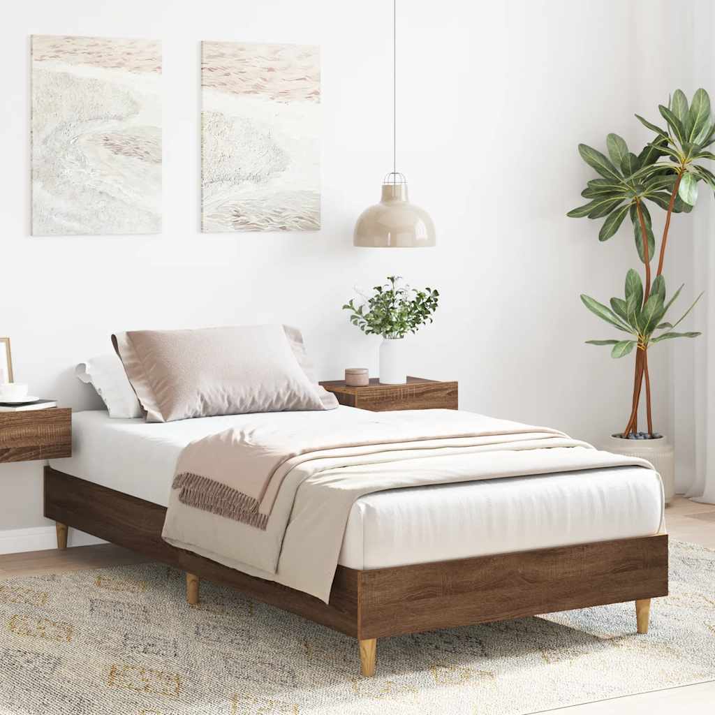 Estrutura cama s/ colchão 90x190 cm carvalho castanho