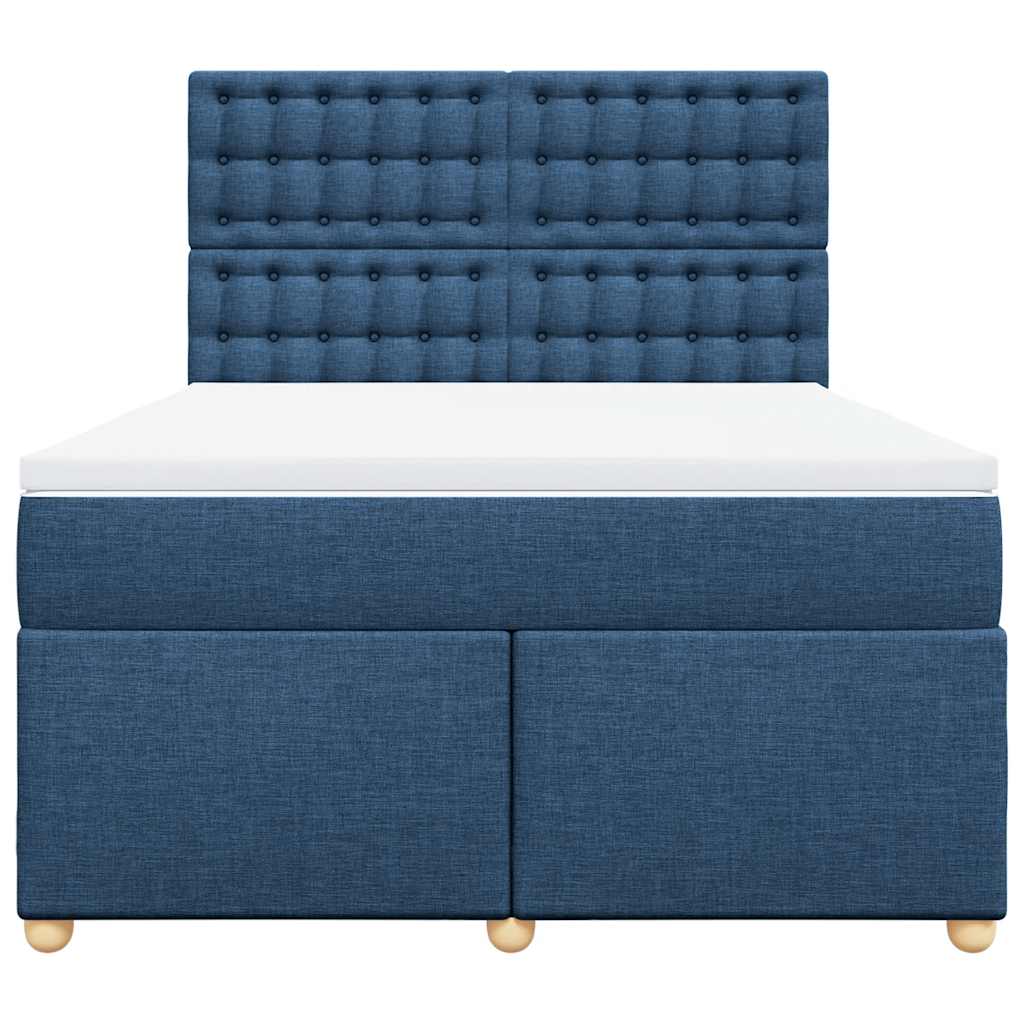 Cama com molas/colchão 140x190 cm tecido azul