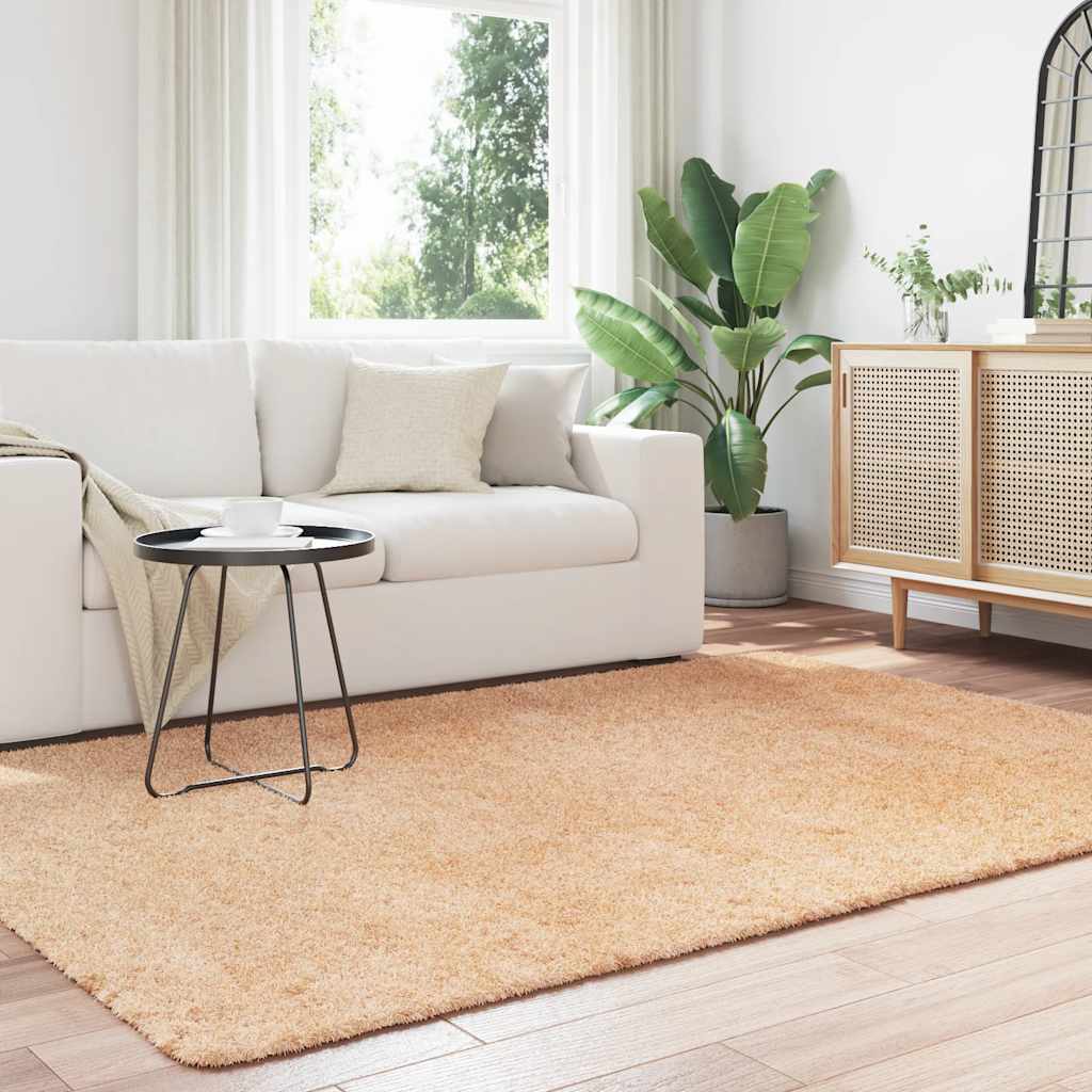 Tapete shaggy de pelo alto navarra 160x230 cm poliéster bege