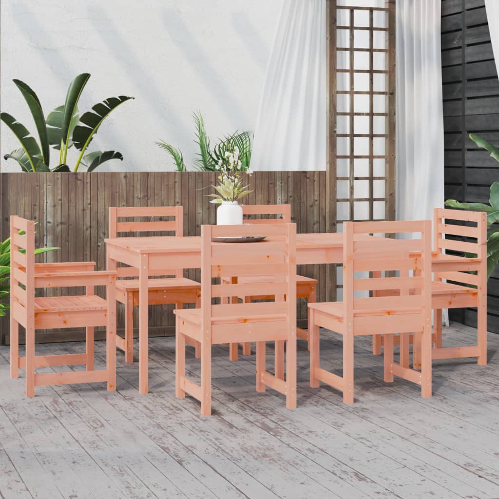 7 Pcs conj. jantar p/ jardim madeira de douglas maciça