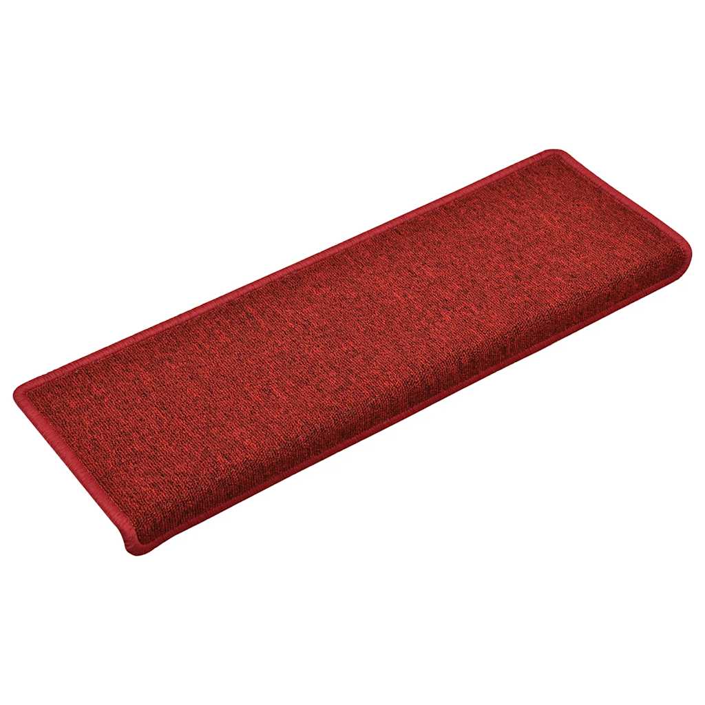 Tapetes de escada 30 peças 65x21x4 cm vermelhos com borda retangular