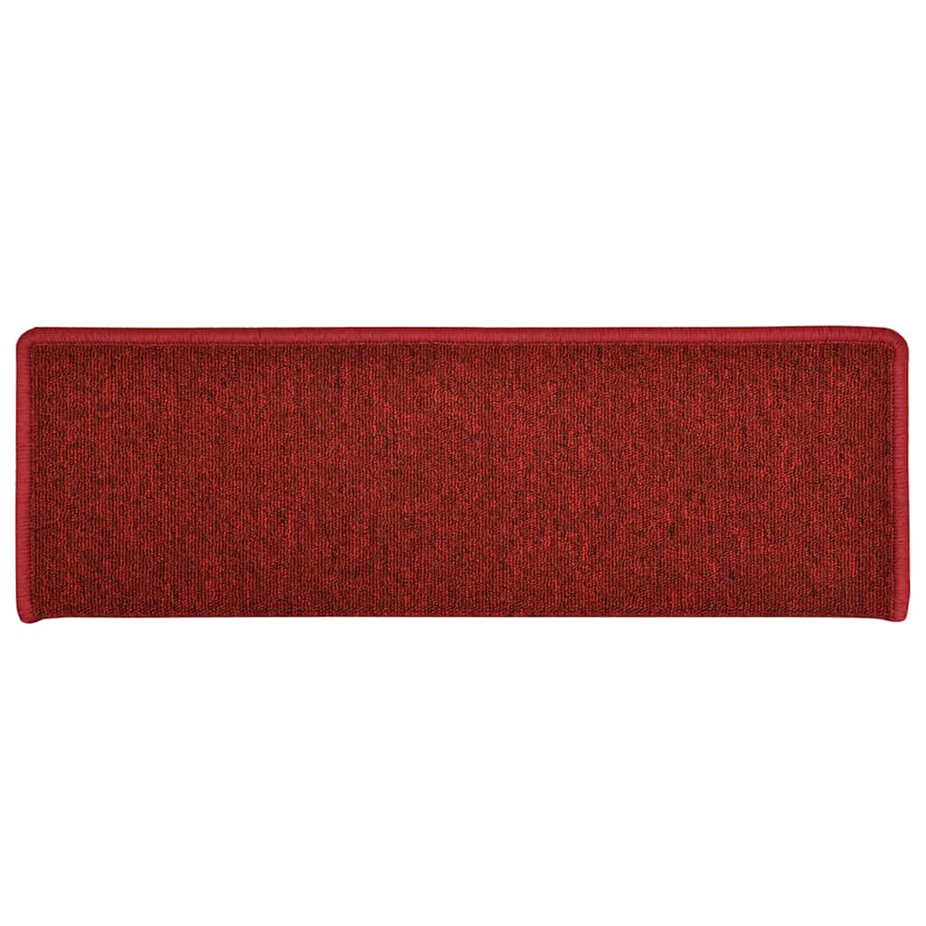 Tapetes de escada 30 peças 65x21x4 cm vermelhos com borda retangular