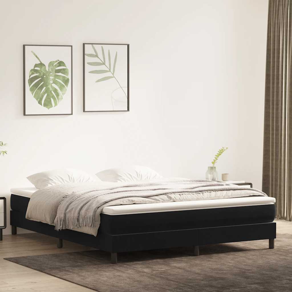 Cama sem molas/colchão 180x210 cm veludo preto