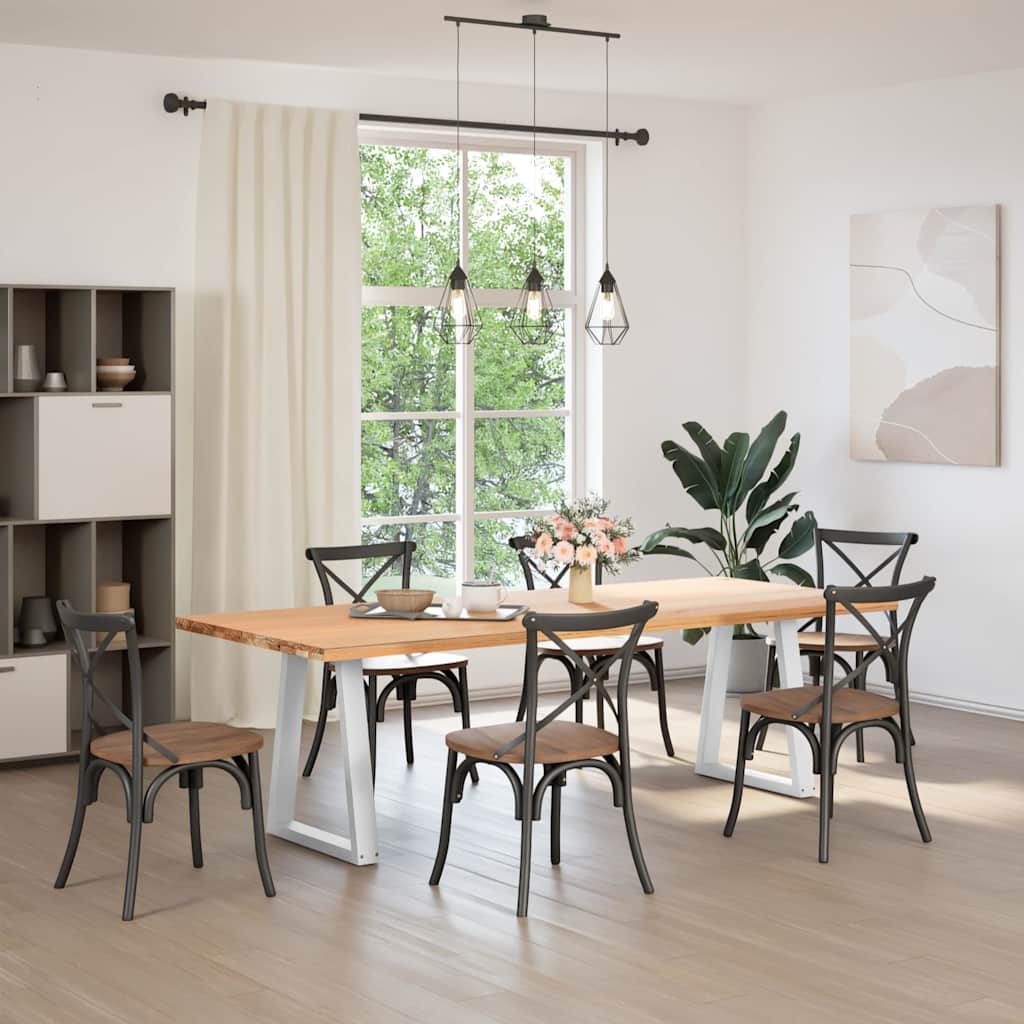 Pés para mesa de jantar em formato de v, 2 peças, branco, 60x(72-73,3) cm, aço