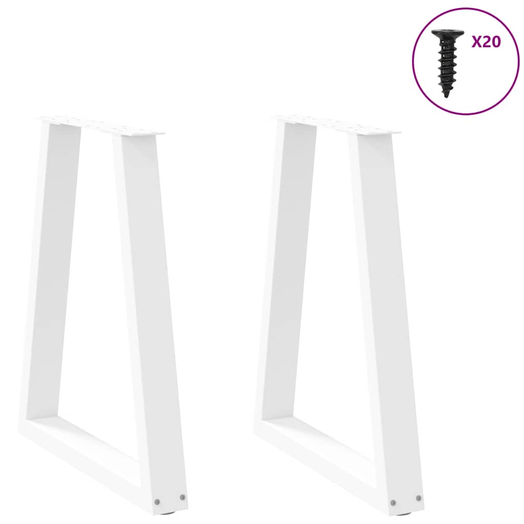 Pés para mesa de jantar em formato de v, 2 peças, branco, 60x(72-73,3) cm, aço