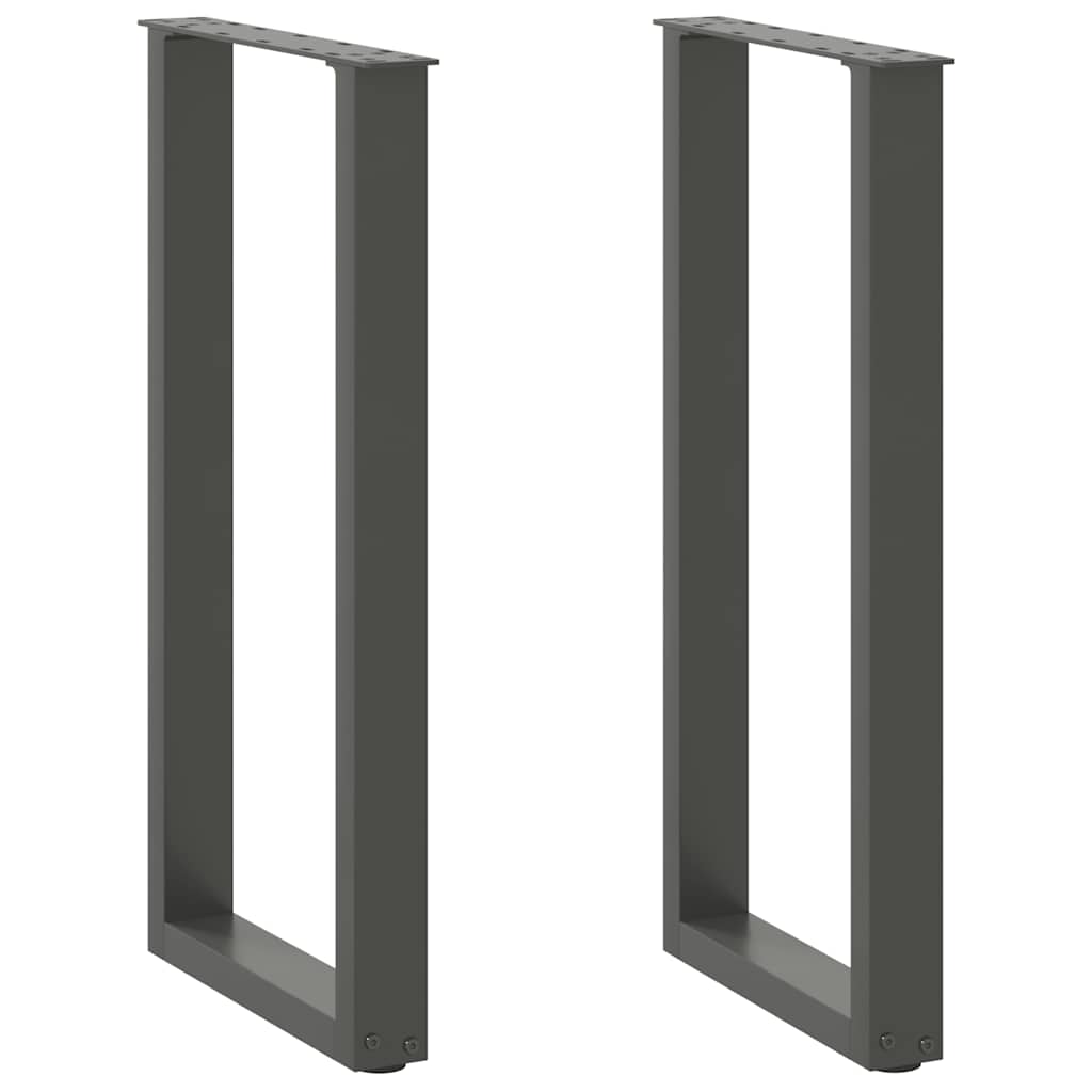 Pés de mesa de console em forma de u, 2 peças, antracite, 38x(72-73) cm, aço