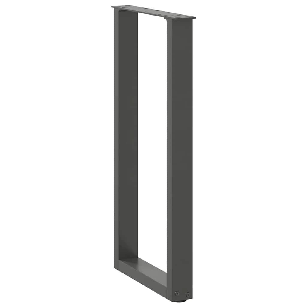 Pés de mesa de console em forma de u, 2 peças, antracite, 38x(72-73) cm, aço