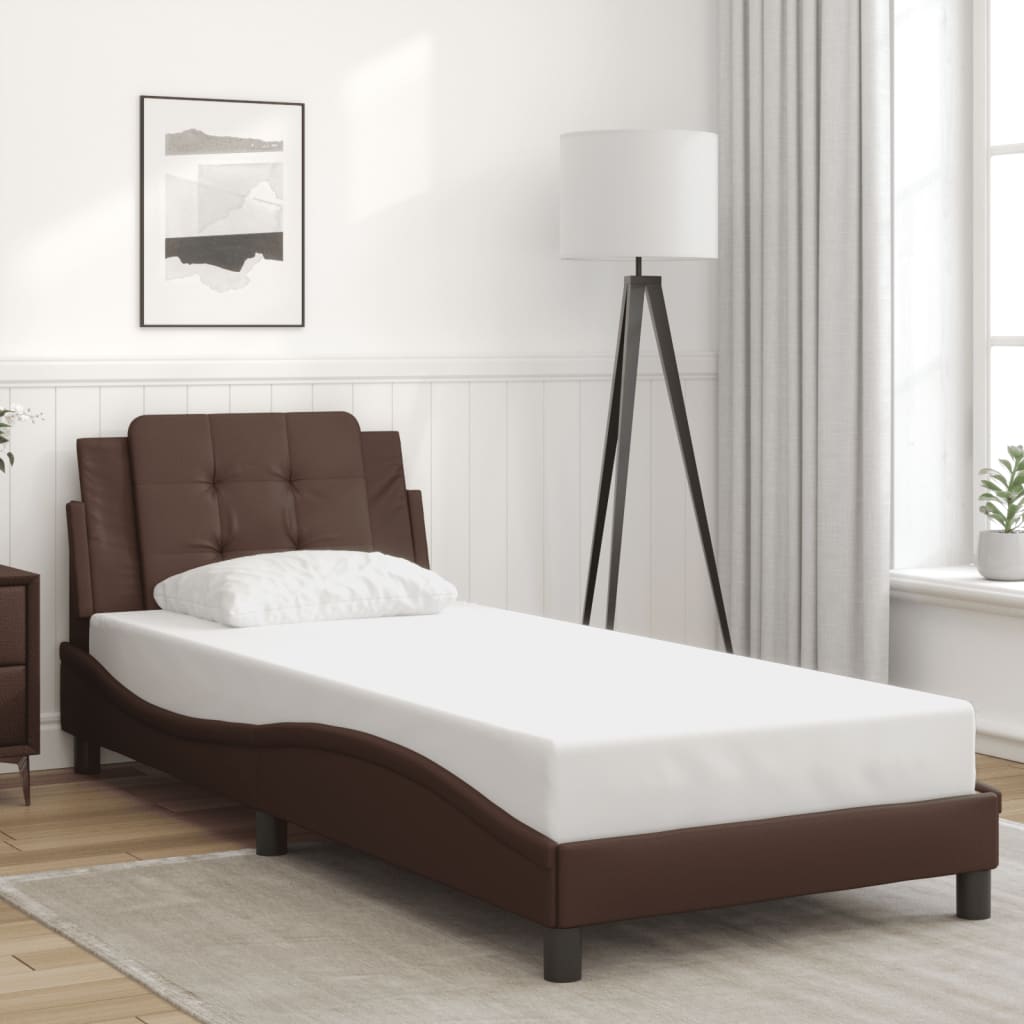 Estrutura de cama com LED sem colchão zadar 80x200 cm castanho