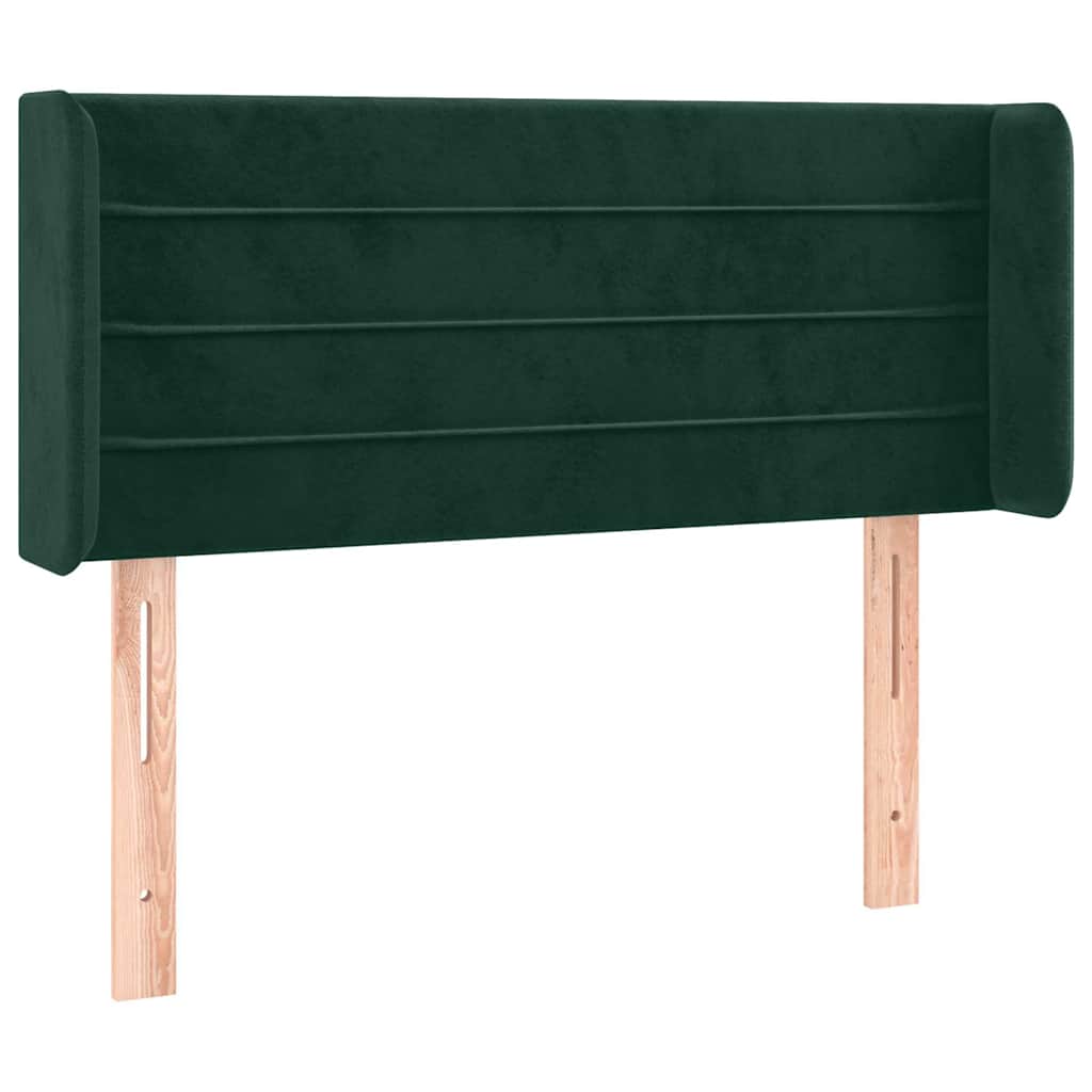 Cabeceira cama c/ luzes LED veludo 103x16x78/88 cm verde-escuro